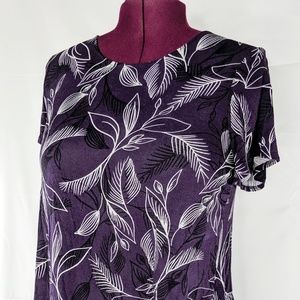Purple Large Print Leaf Design Top